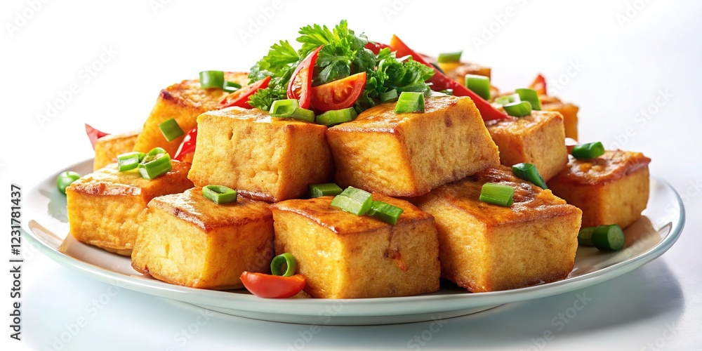 Crispy Fried Tofu Plate - Plant-Based Dish Crispy Fried Tofu Plate - Plant-Based Dish