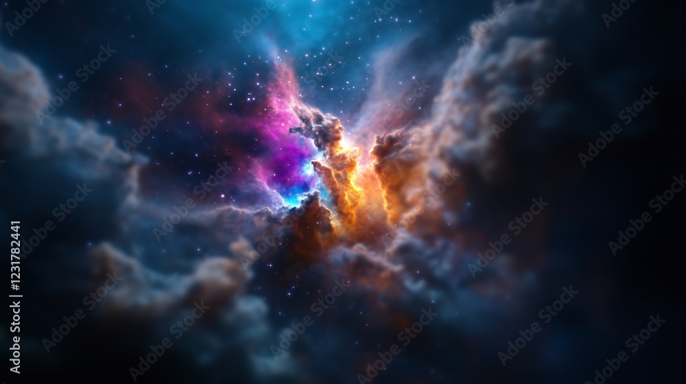 Fototapeta premium Cosmic Nebula: A Celestial Tapestry of Color and Light