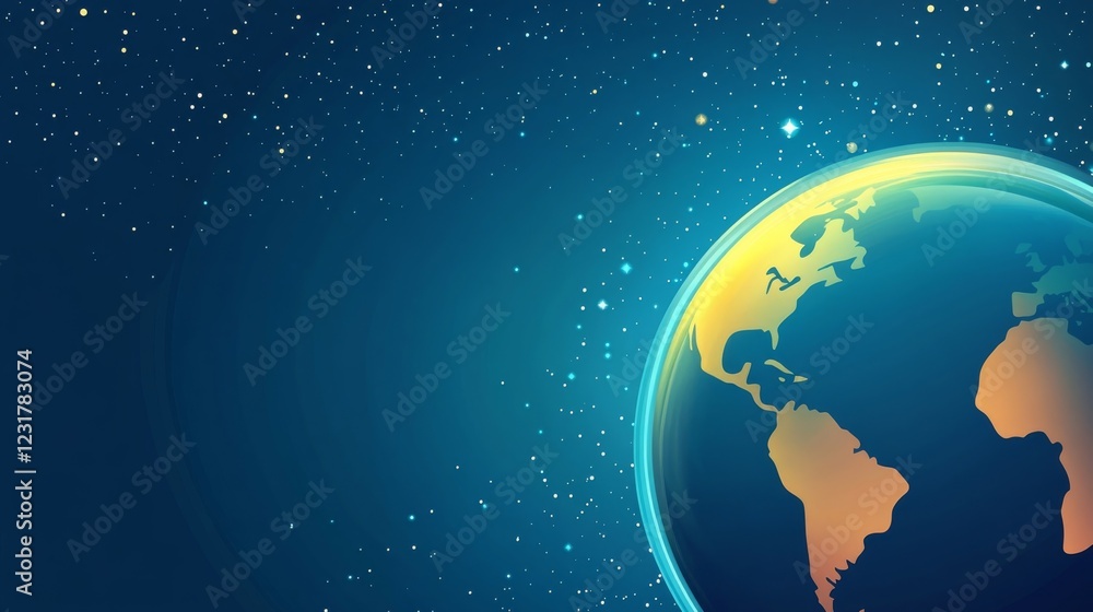 Fototapeta premium Stunning Celestial View: Earth's Orb in a Cosmic Dance