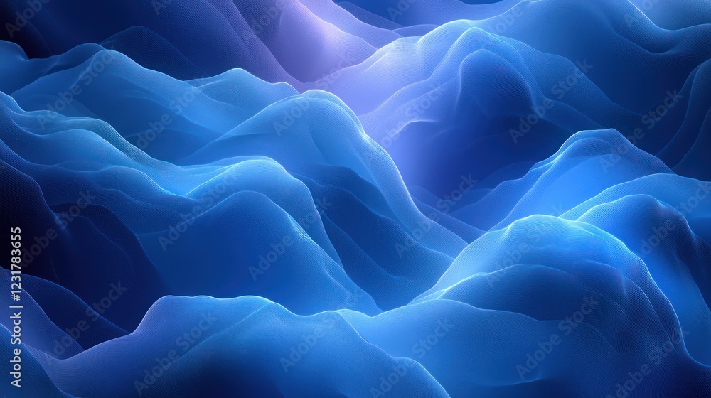 Obraz premium Abstract blue waves flowing, digital art background, website design