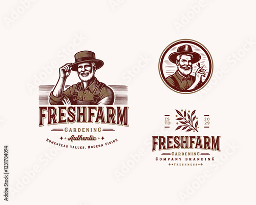 Set vintage bundle classic badge farm house market logo design for business company