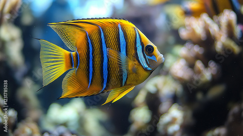 Butterfly fish is a bright sea fish that lives mainly on coral reefs. photo