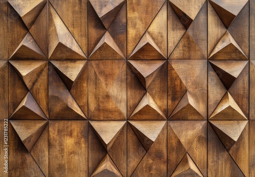 Wallpaper Mural A wooden wall with a pattern of triangles Torontodigital.ca