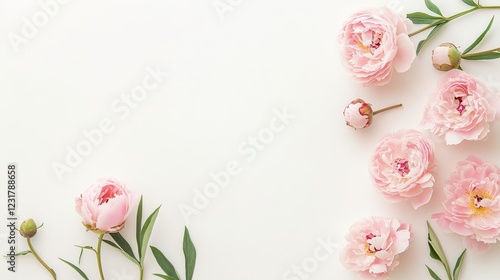 Delicate Pink Peony Soft White Background Floral Aesthetic