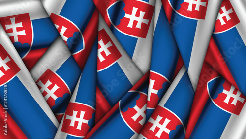 Set of SLOVAKIA Flags Stacked on Top of Each Other