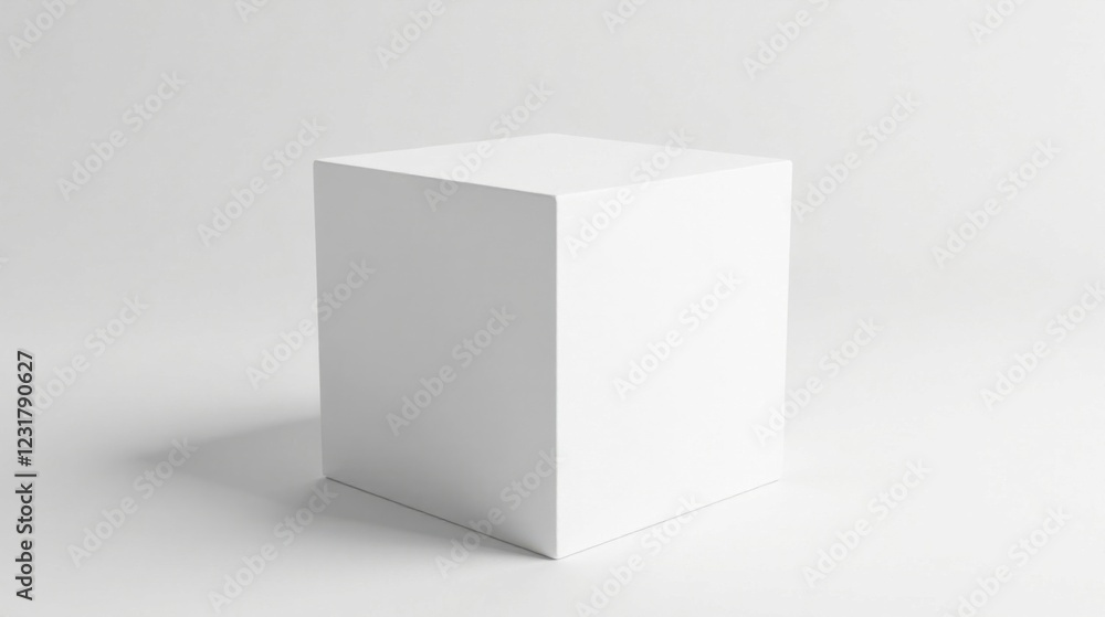 A single pristine white cube rests on a minimalist, bright backdrop, offering a clean and simple visual presentation for diverse applications A single pristine white cube rests on a minimalist, bright backdrop, offering a clean and simple visual presentation for diverse applications