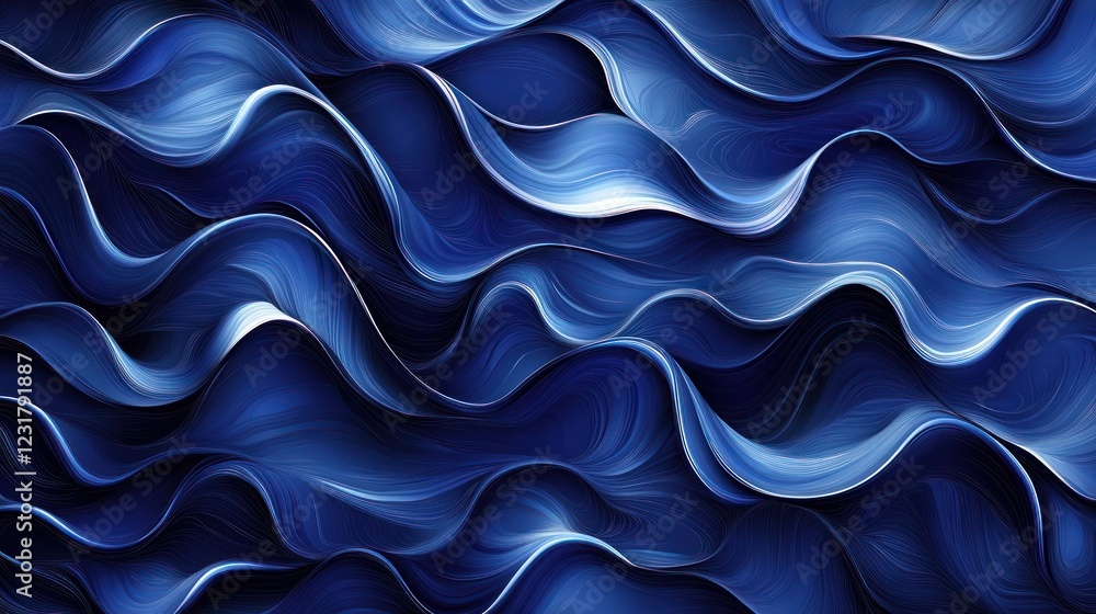 Obraz premium Abstract blue waves flow, digital art, background texture, website design