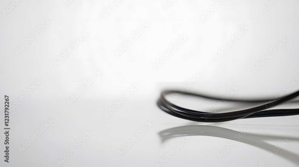 Naklejka premium Close up of charging cable being stretched, illustrating the tension and strain of modern connectivity and the reliance on technology in daily life