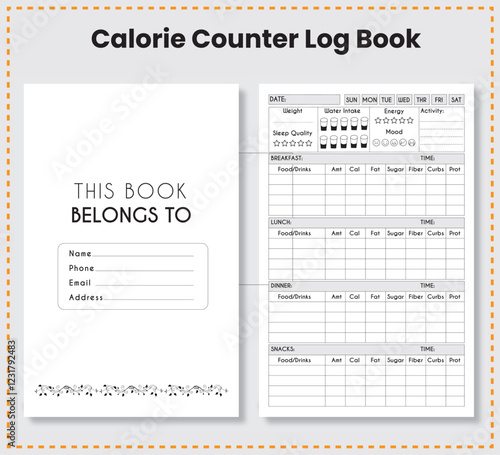 Calorie counter log book for Amazon KDP