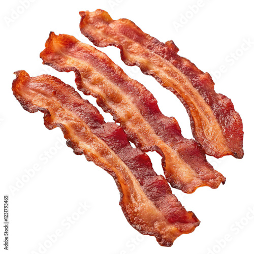 A few perfectly crisp bacon strips with rich brown coloring. photo