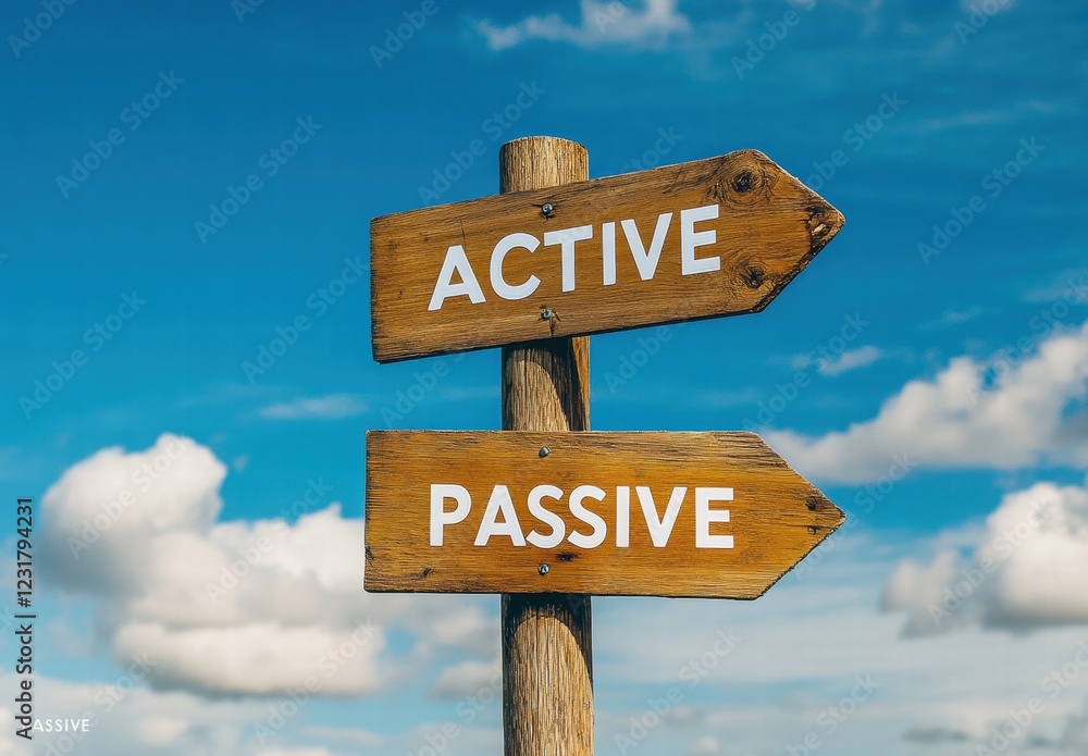 Two wooden signs with arrows pointing to the right and left side of a post Two wooden signs with arrows pointing to the right and left side of a post