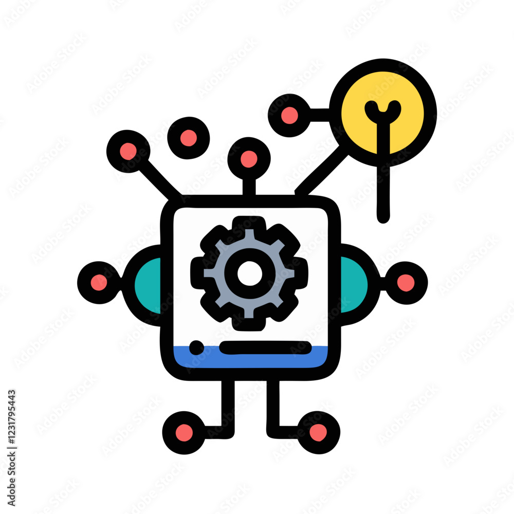 Obraz premium Machine Learning Icon Vector Illustration AI Algorithms Data Science Technology