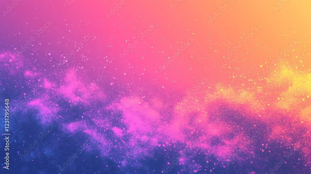 Obraz premium Cosmic Nebula Background Pink, orange, purple galaxy, sparkling dust, website design