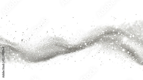 A stylized image depicting a silver glitter wave with white splatter against a black background.
