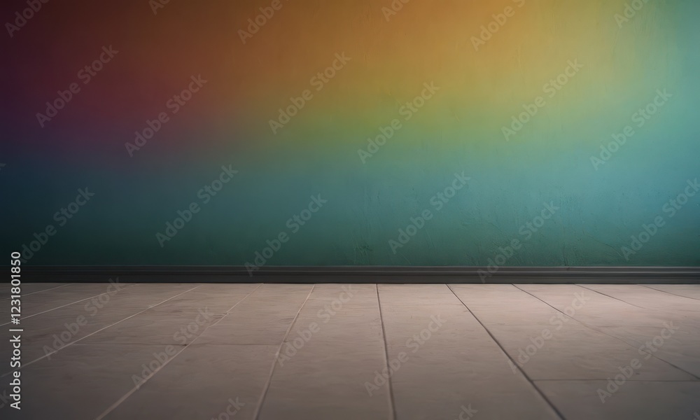 Cement wall and floor for copy space, vibrant, Colorful gradient splash Cement wall and floor for copy space, vibrant, Colorful gradient splash