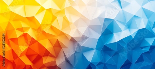 Symmetrical Triangular Shapes with a Vibrant Blue and Yellow Gradient Background