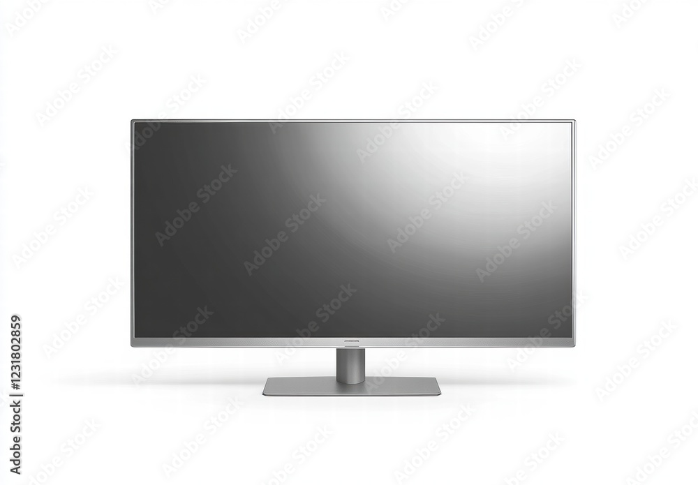 A computer monitor is turned off and is sitting on a white background A computer monitor is turned off and is sitting on a white background