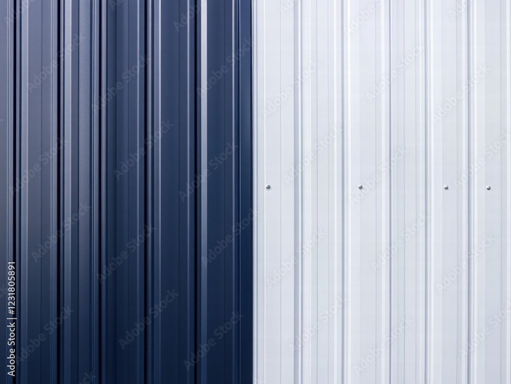 Obraz premium The blue and white metal panels on the wall create a striking contrast