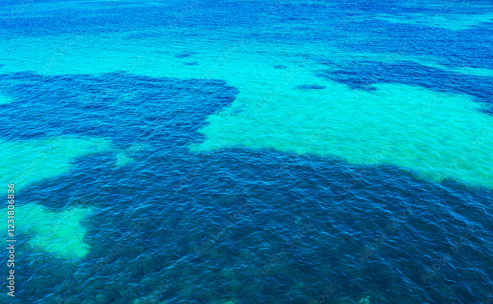 Top view of the sea. Sea surface. Texture of the seabed