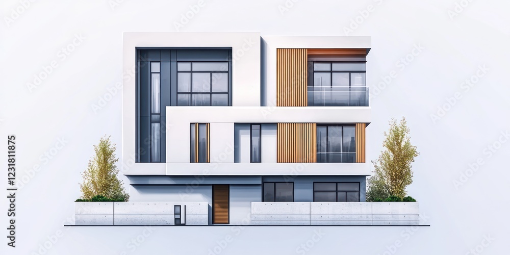 Fototapeta premium Modern Two Story House Architectural Design Rendering