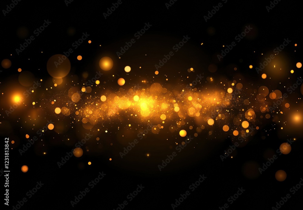 Fototapeta premium A black background with a bright yellow line of dots