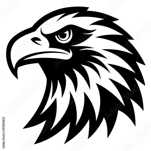 american eagle head black silhouette vector, Simple silhouette Design vector icon with white background. Bird Vector, wild animal vector 