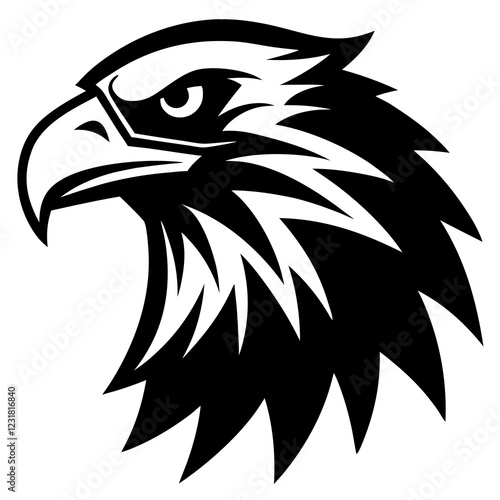 american eagle head black silhouette vector, Simple silhouette Design vector icon with white background. Bird Vector, wild animal vector 