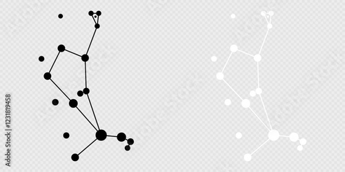 Bootes constellation map set. Vector illustration.