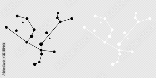 Andromeda constellation map set. Vector illustration.