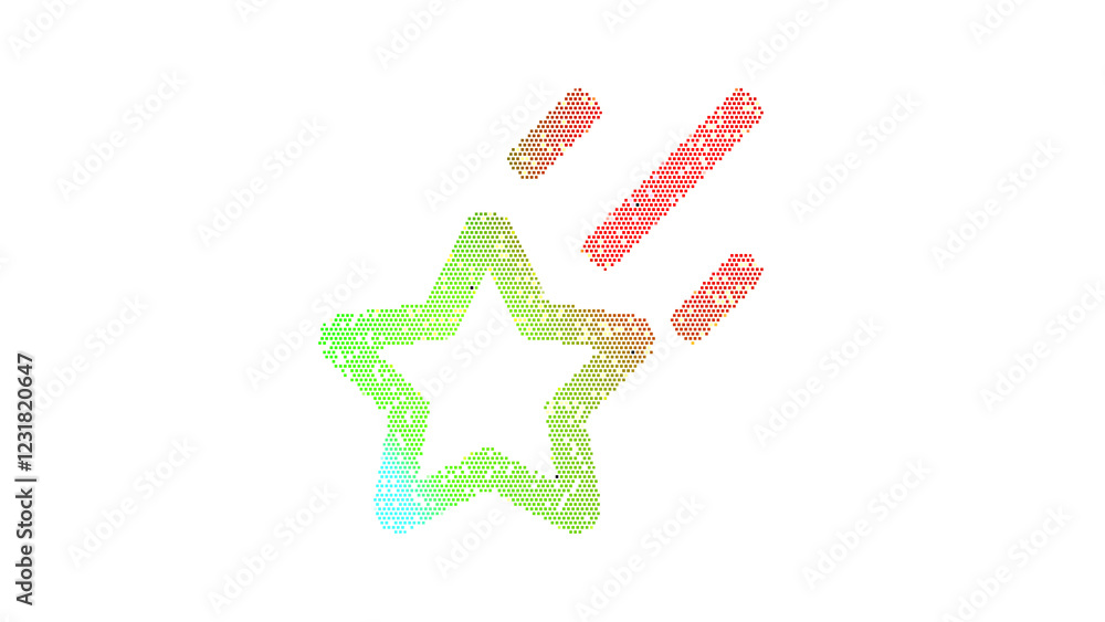 Obraz premium Icon star shooting is made up of LED square shapes. There are bright diodes and there are black dead diodes