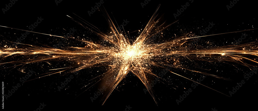 Obraz premium Dynamic triangular spark texture enhances modern design against black background
