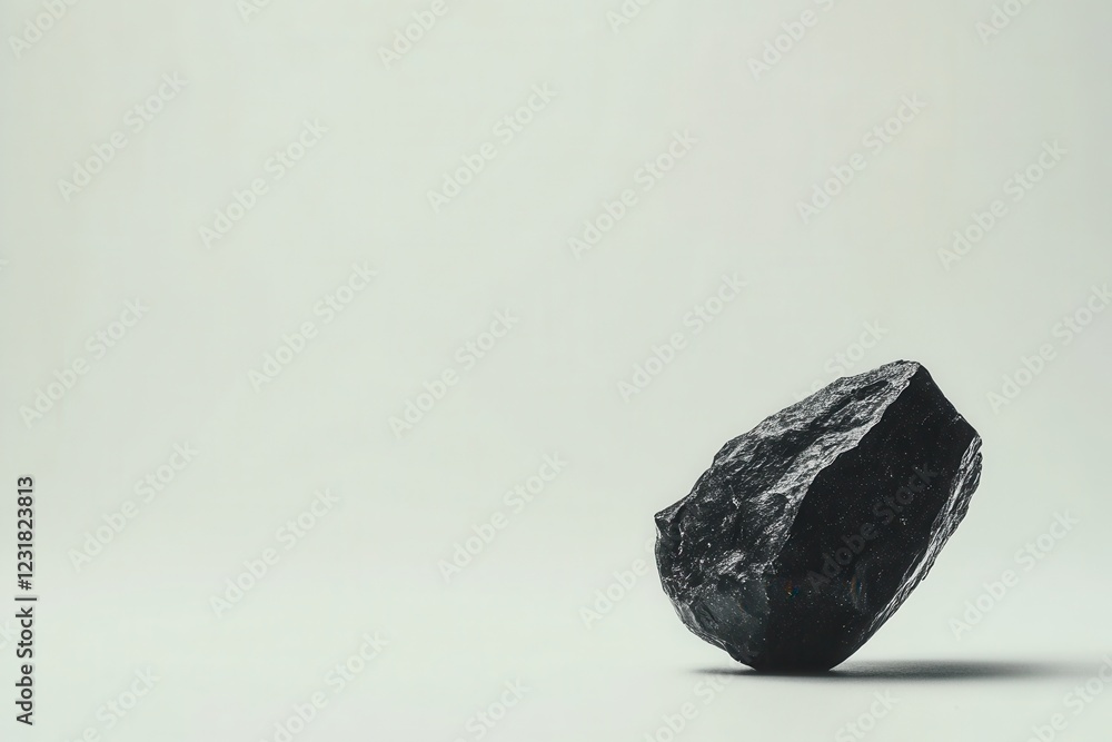 Naklejka premium Black coal rock on neutral background