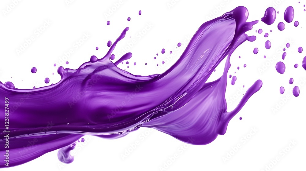Vibrant purple paint fluid flowing on a white background, creates a visual effect, generative AI Vibrant purple paint fluid flowing on a white background, creates a visual effect, generative AI