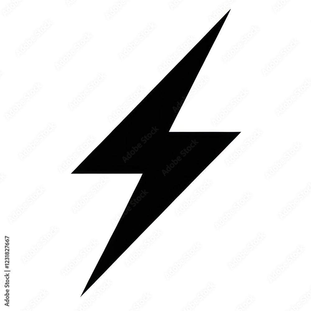 Bold Black Lightning Bolt Symbol on a White Background Bold Black Lightning Bolt Symbol on a White Background