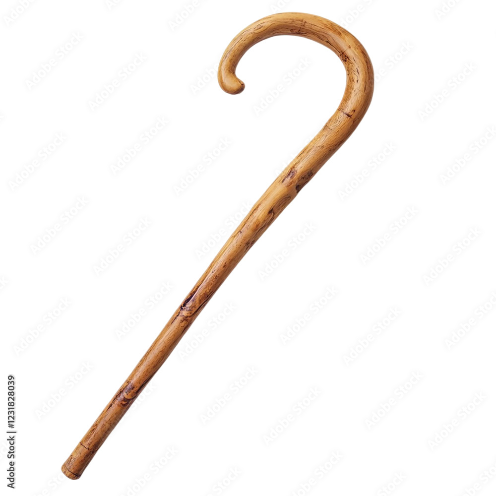 Fototapeta premium Wooden cane isolated on transparent background.