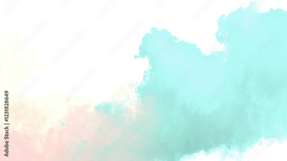 Abstract Pastel Watercolor Cloudscape: A Dreamy Teal and Peach Fantasy Abstract Pastel Watercolor Cloudscape: A Dreamy Teal and Peach Fantasy