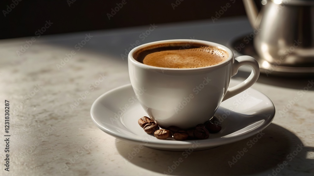 Rich Espresso with Thick Crema Steaming on White Table – Coffee Perfection Rich Espresso with Thick Crema Steaming on White Table – Coffee Perfection