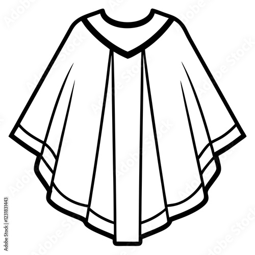 Trendy Poncho Fashion Line Art