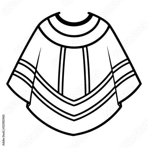 Trendy Poncho Fashion Line Art