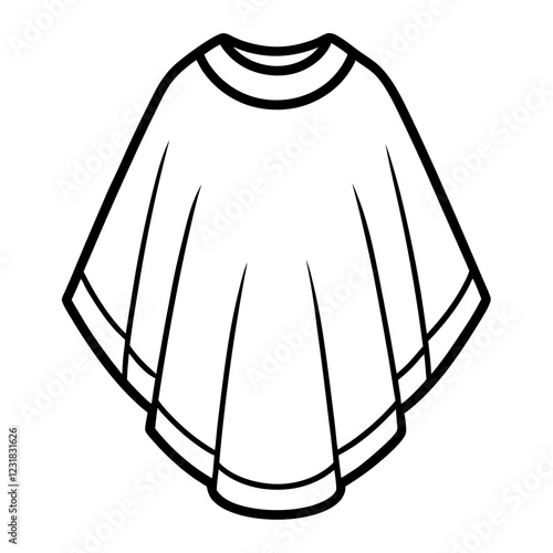 Trendy Poncho Fashion Line Art