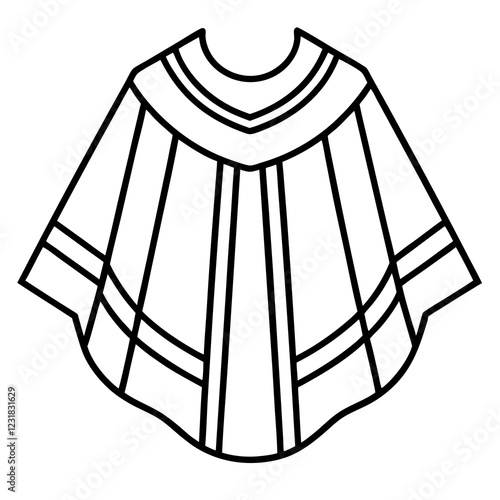 Trendy Poncho Fashion Line Art