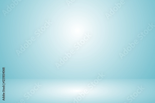 Empty blue soft smooth blur 3d room background, studio background in light blue gradient color, backdrop for display product, vector illustration