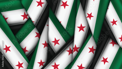 Set of SYRIA Flags Stacked on Top of Each Other