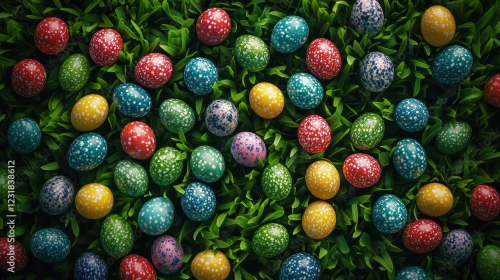 Colorful Easter eggs nestled in spring grass (1) Colorful Easter eggs nestled in spring grass (1)