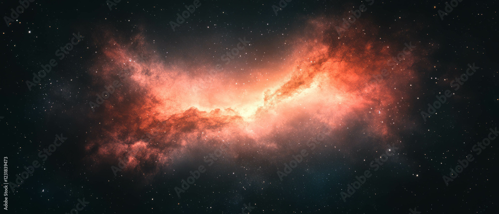Fototapeta premium Vibrant cosmic dust clouds illuminated against a dark celestial background