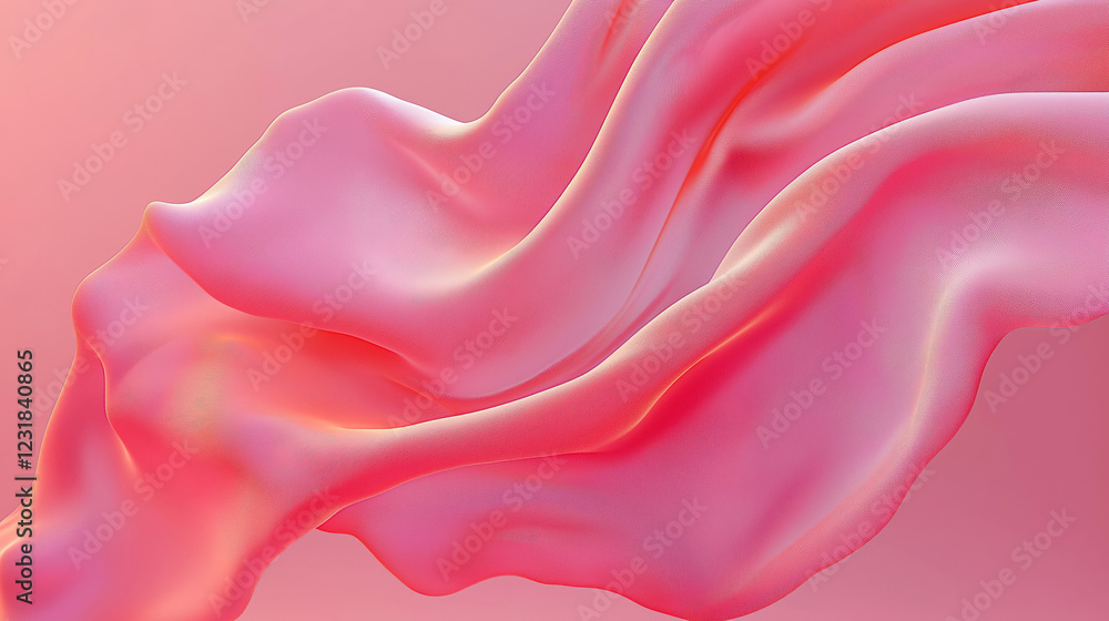 Elegant pink silk fabric flowing and waving in the air on pink background, luxurious textile and smooth satin cloth, 3d render illustration Elegant pink silk fabric flowing and waving in the air on pink background, luxurious textile and smooth satin cloth, 3d render illustration