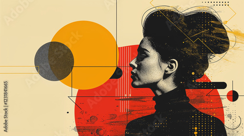 International Women's Day. Abstract art. Portrait of a beautiful woman on a background with space for text. AI generated.