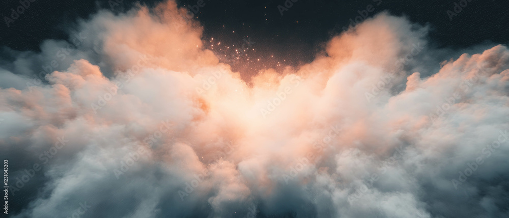 Disturbed dust cloud with dynamic motion blur against a dark background for visual impact Disturbed dust cloud with dynamic motion blur against a dark background for visual impact