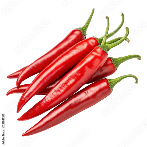 Bright red chili peppers bundle with smooth texture for spicy dishes. photo