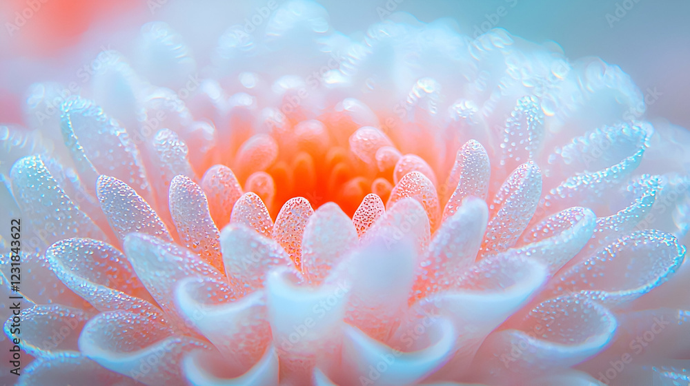 Dewy Chrysanthemum Close-up, Soft Focus Background, Floral Beauty, Nature Wallpaper Dewy Chrysanthemum Close-up, Soft Focus Background, Floral Beauty, Nature Wallpaper
